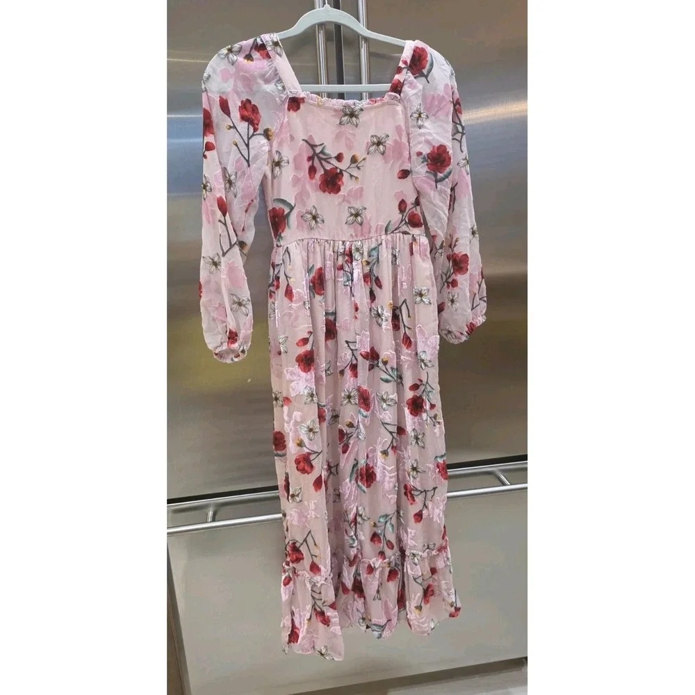 Searington Road Floral Smocked Velvet Maxi Dress SZ 16 Cottagecore Boho Romantic